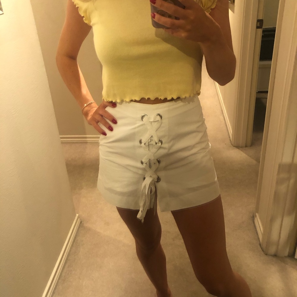 Zara white & silver tie up skort